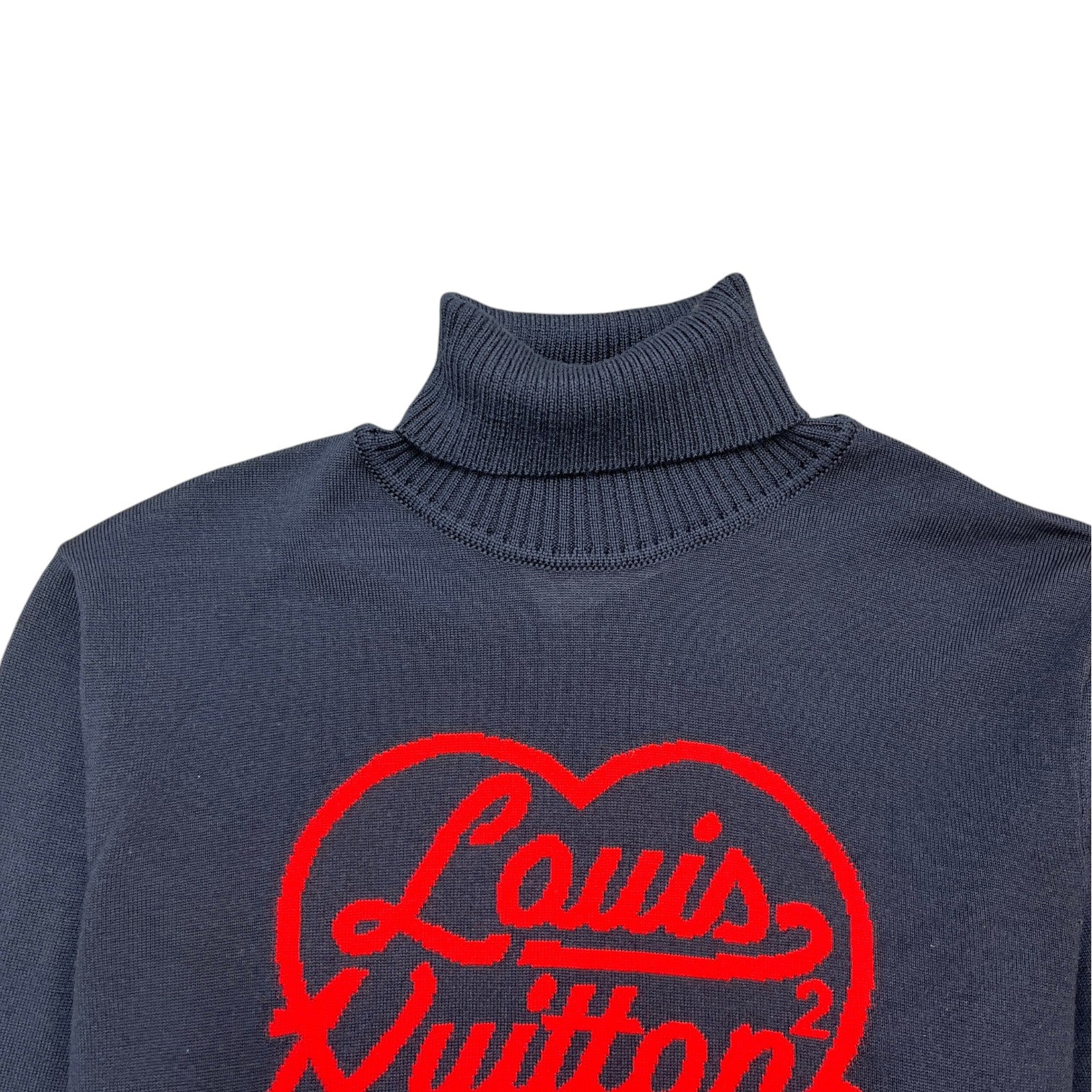 Men's Heart Intarsia Jumper Navy Size XL - Photo 5