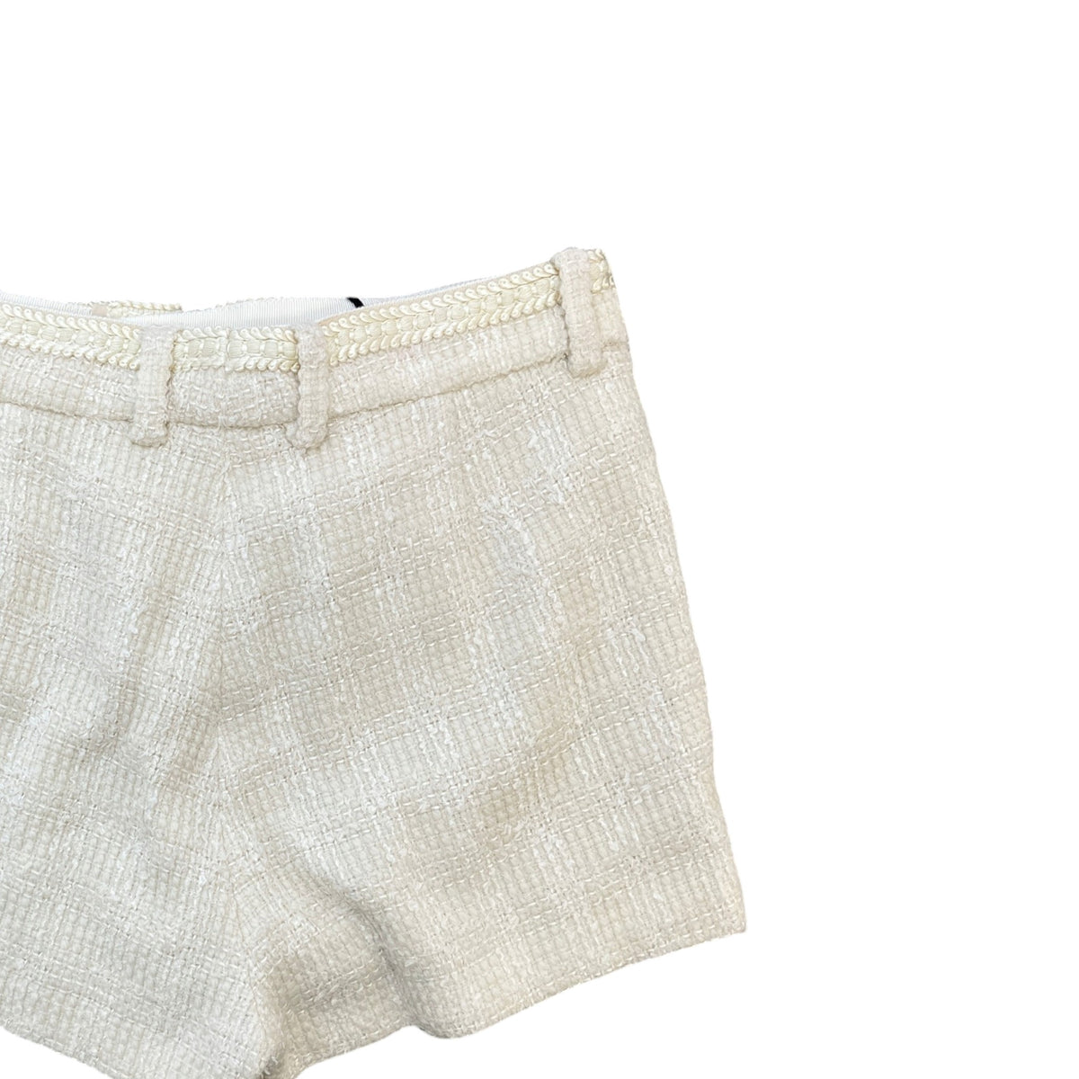 Women's Tailored Wool-Blend Tweed Shorts Cream Size L / UK 12 - Photo 4
