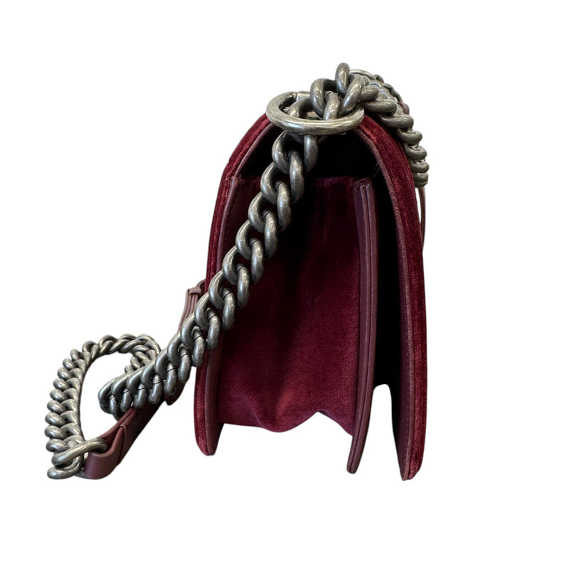 Women's Boy Medium Velvet Bag Burgundy