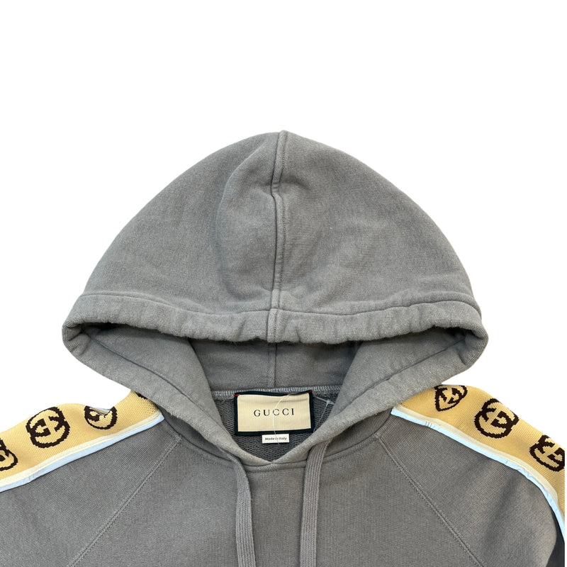 Men's GG Tape Hoodie Grey Size M