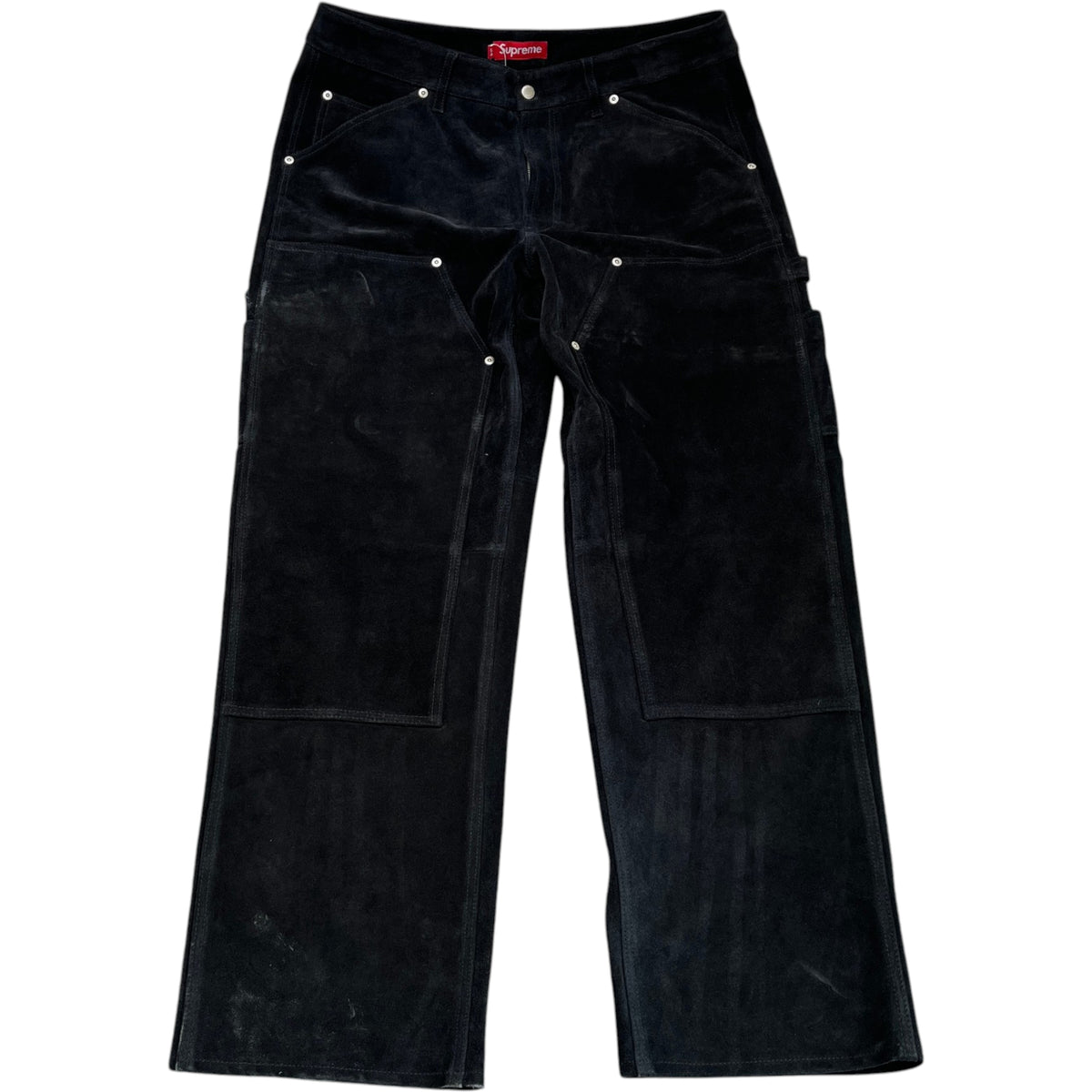 Men's Suede Double Knee Painter Trousers Black Size L / W34 - Photo 1