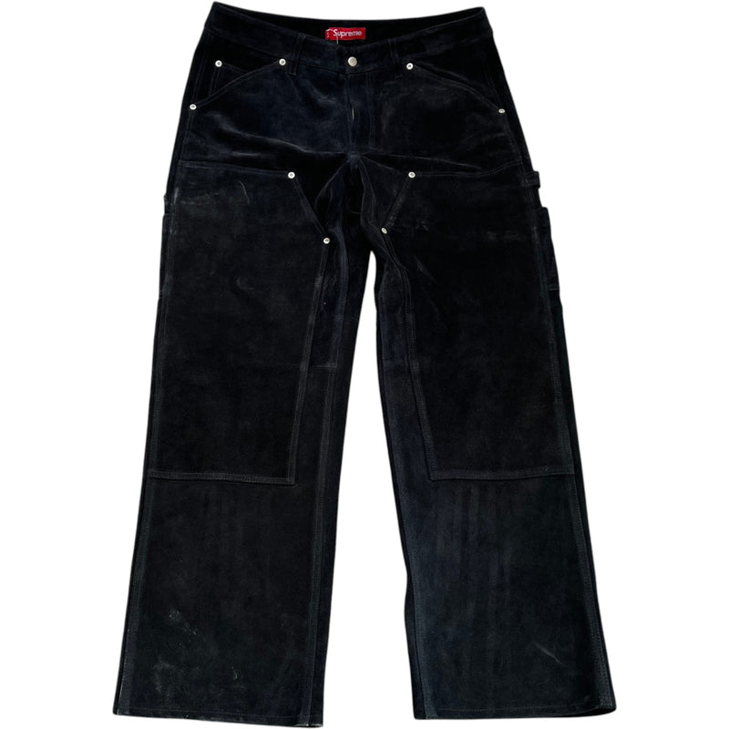 Men's Suede Double Knee Painter Trousers Black Size L / W34