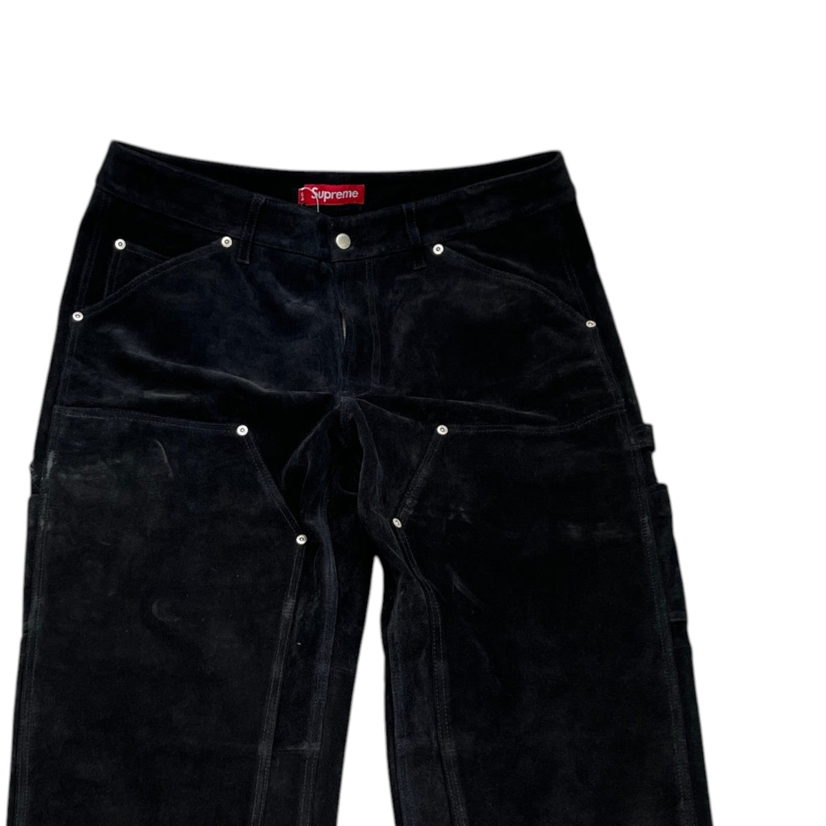 Men's Suede Double Knee Painter Trousers Black Size L / W34 - Photo 3