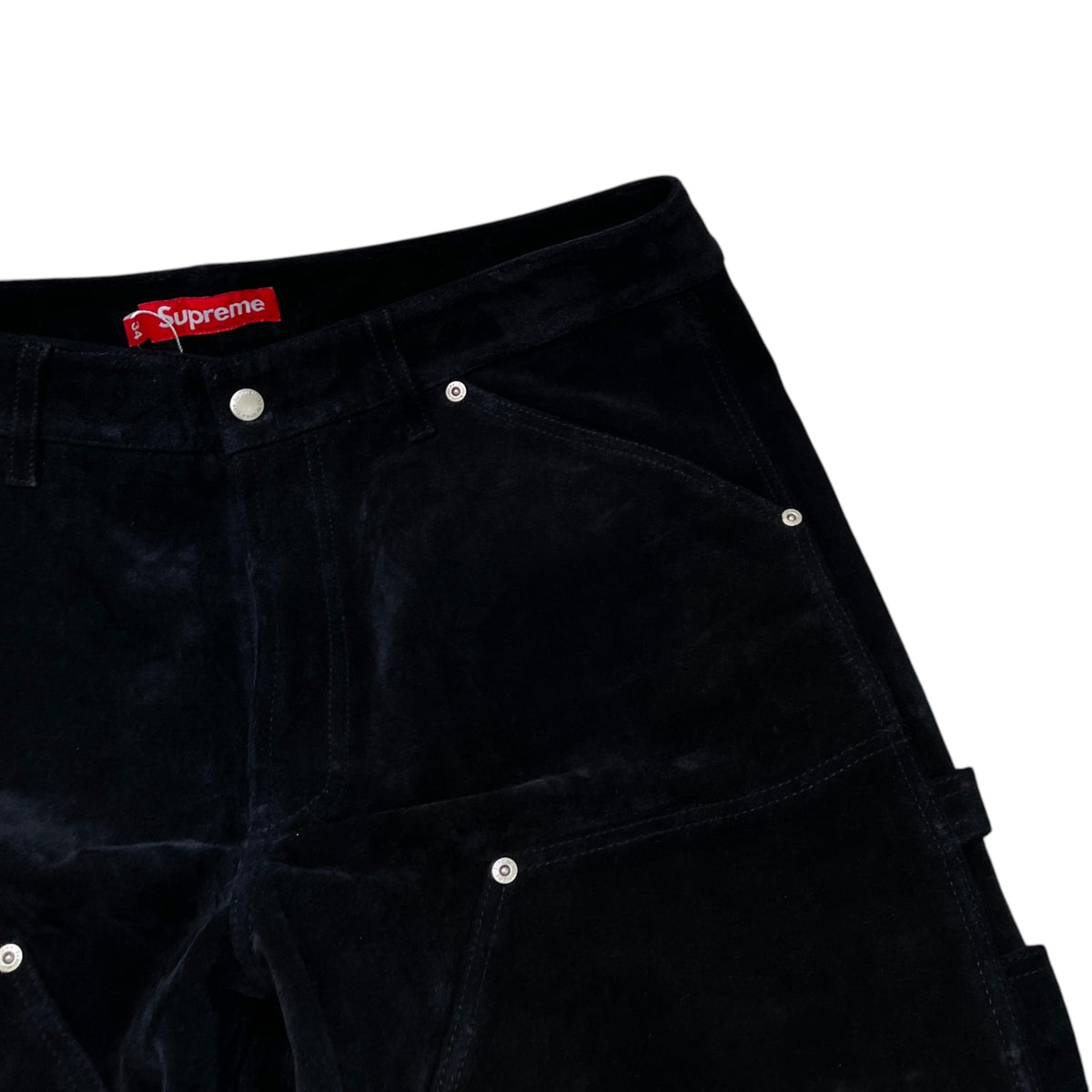 Men's Suede Double Knee Painter Trousers Black Size L / W34 - Photo 6