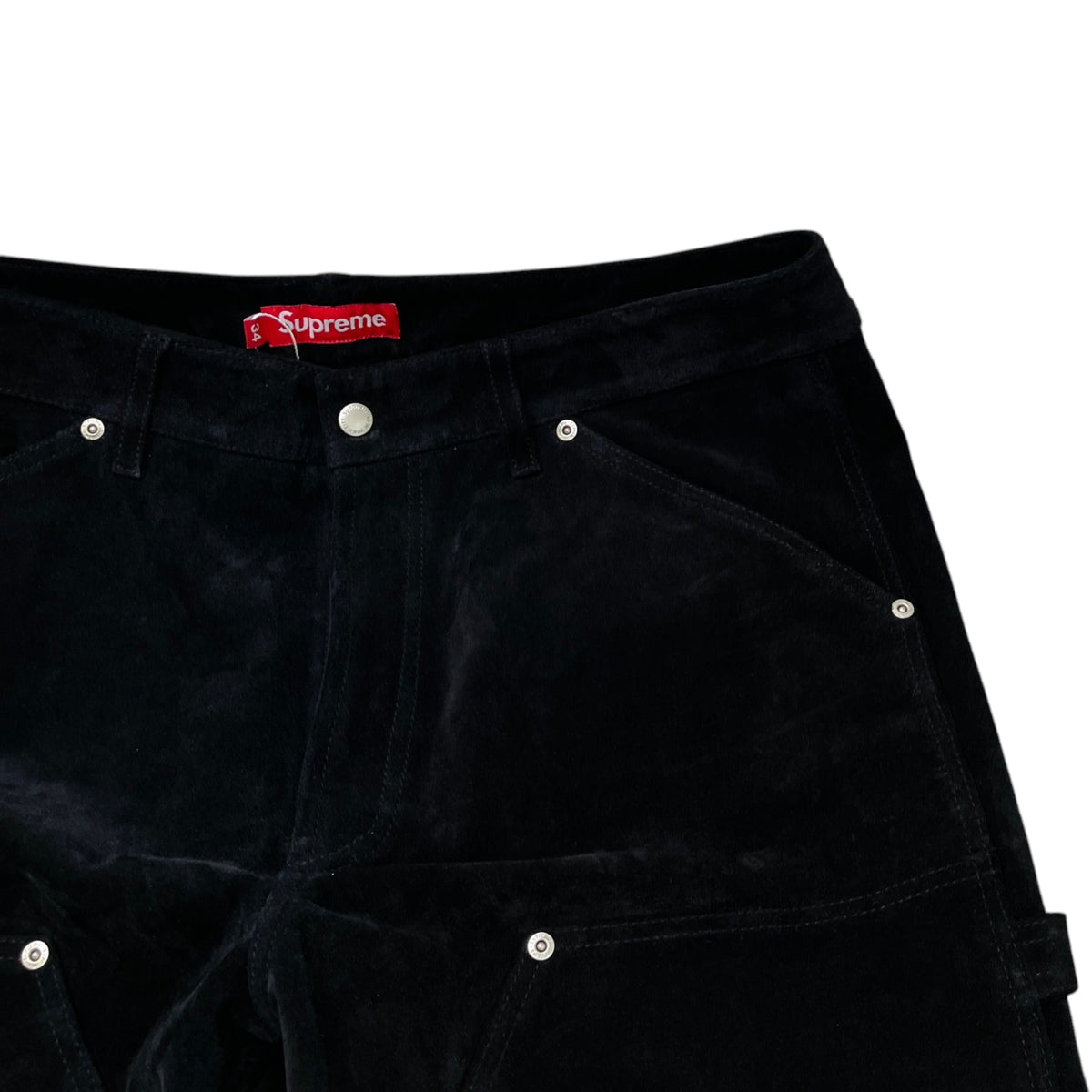 Men's Suede Double Knee Painter Trousers Black Size L / W34 - Photo 5
