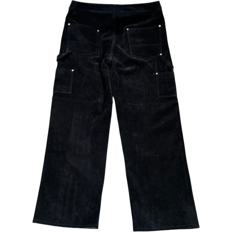Men's Suede Double Knee Painter Trousers Black Size L / W34