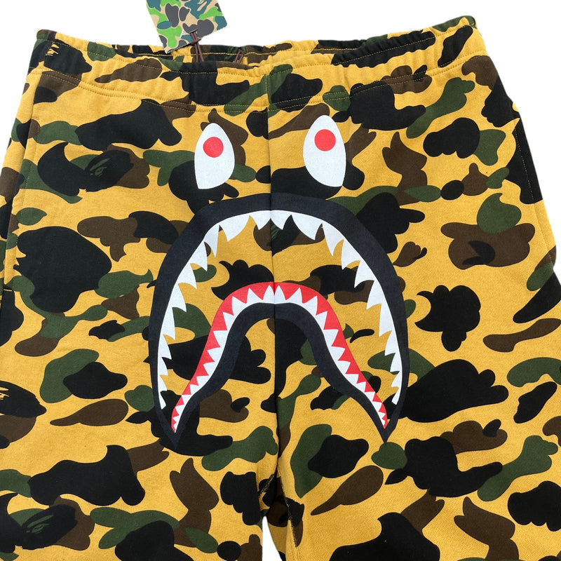 Men's Camo Shark Print Shorts Yellow Size W36