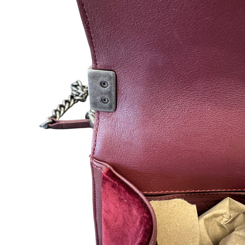 Women's Boy Medium Velvet Bag Burgundy