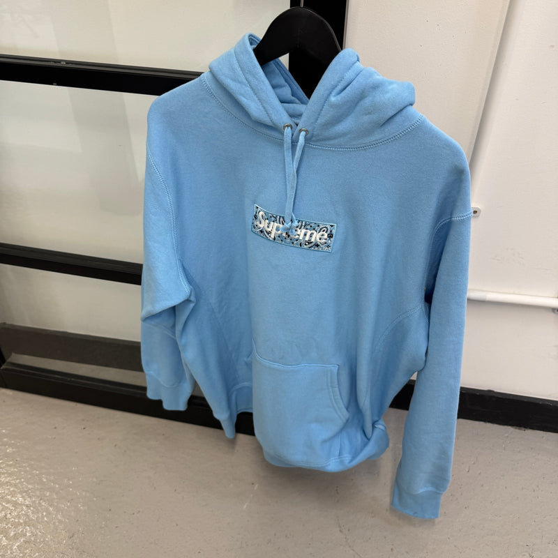 Men's Bandana Box Logo Hoodie Blue Size L