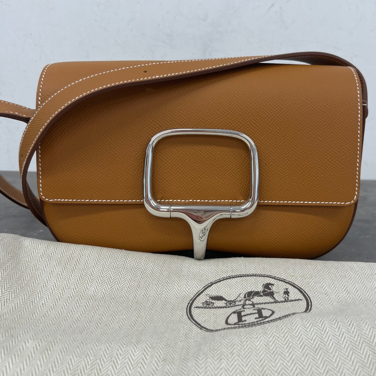 Women's Della Cavalleria Elan Gold Epsom Bag Brown - Photo 13