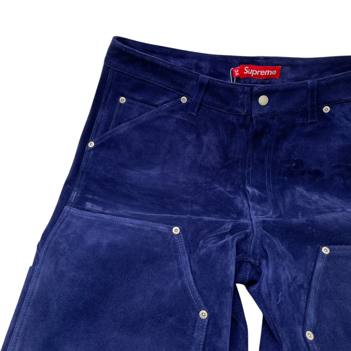 Men's Suede Double Knee Painter Trousers Blue Size L / W34 - Photo 5