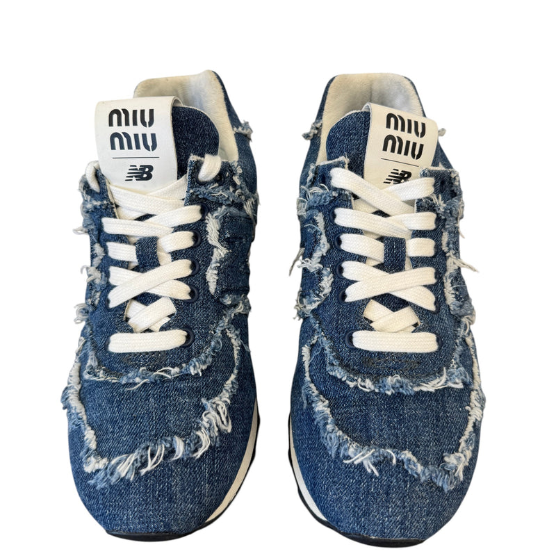 Women's X New Balance 574 Denim Low Trainers Blue Size EU 38 / UK 5