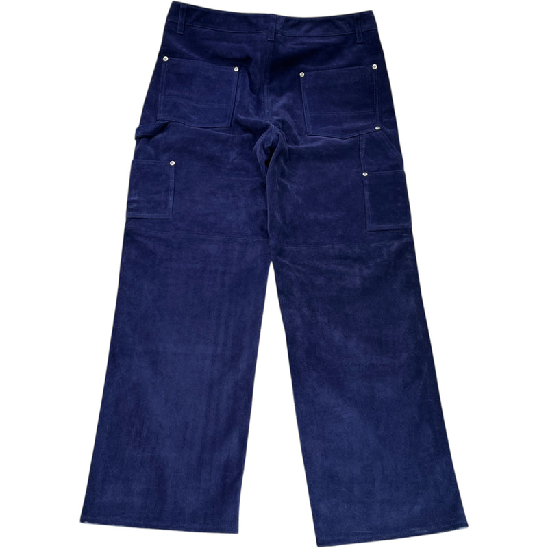 Men's Suede Double Knee Painter Trousers Blue Size L / W34