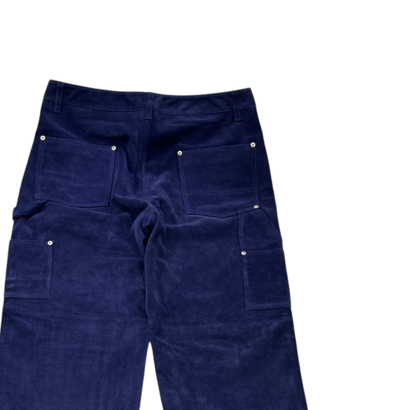 Men's Suede Double Knee Painter Trousers Blue Size L / W34