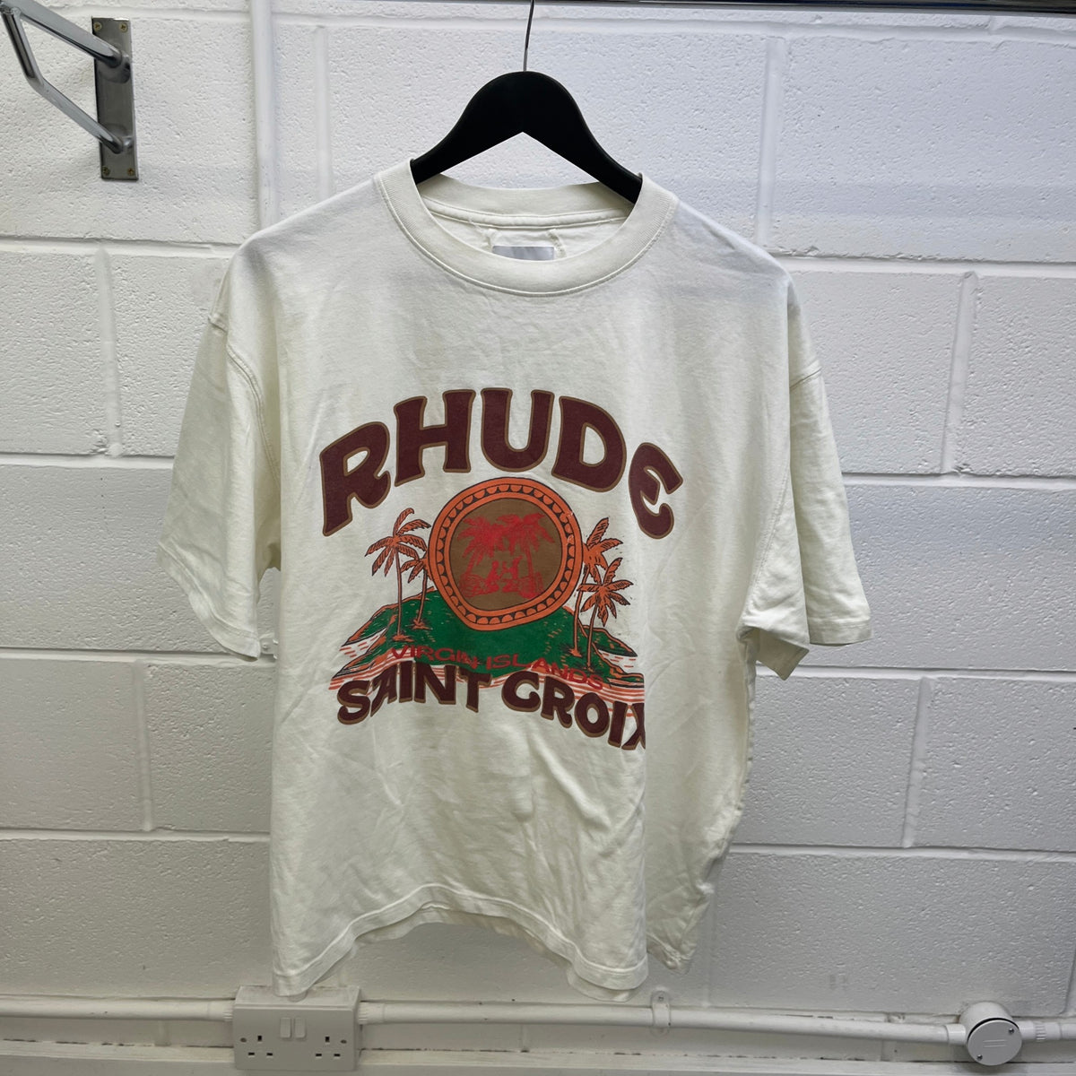 Men's Saint Croix Vintage Tropical Graphic Print T-Shirt White Size M - Photo 7