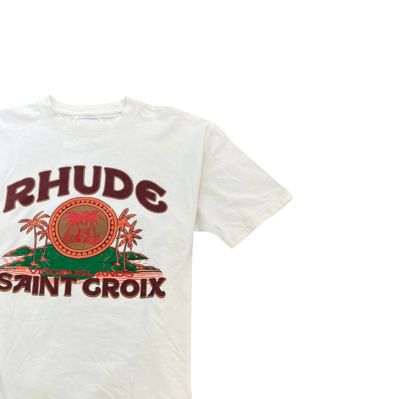 Men's Saint Croix Vintage Tropical Graphic Print T-Shirt White Size M