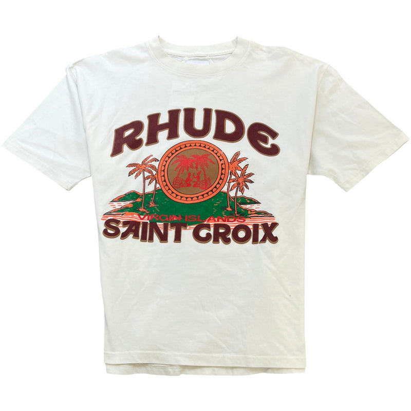Men's Saint Croix Vintage Tropical Graphic Print T-Shirt White Size M