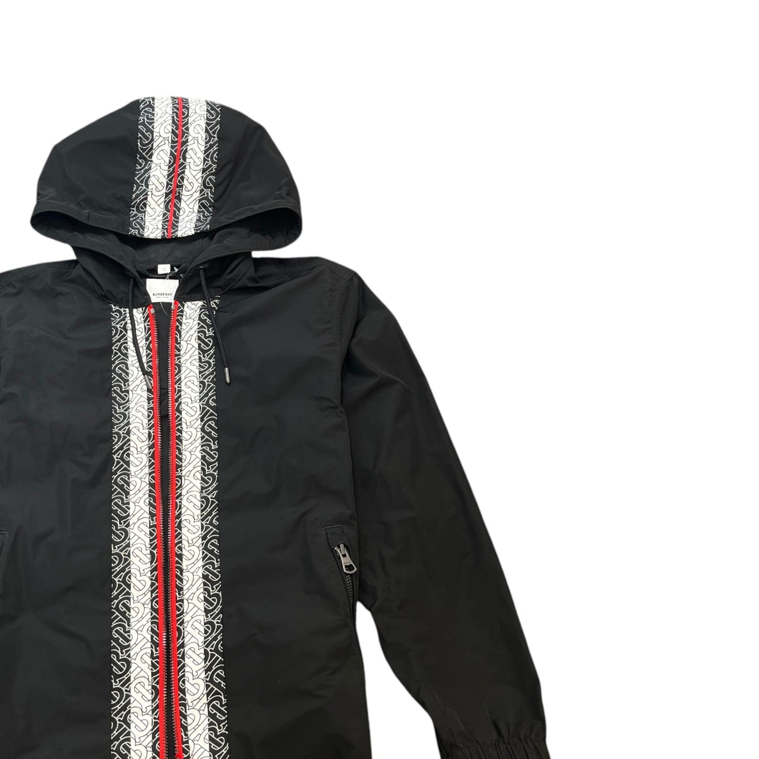 Men's Monogram Logo Trim Anorak Windbreaker Black Size XS - Photo 3