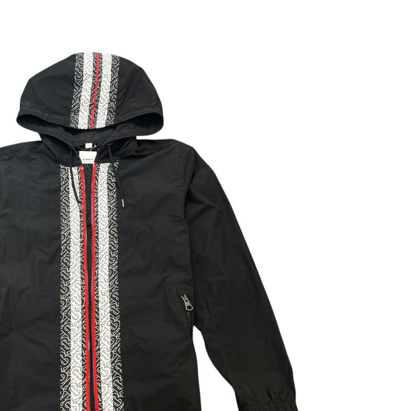 Men's Monogram Logo Trim Anorak Windbreaker Black Size XS