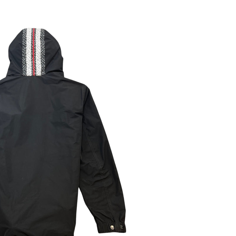 Men's Monogram Logo Trim Anorak Windbreaker Black Size XS