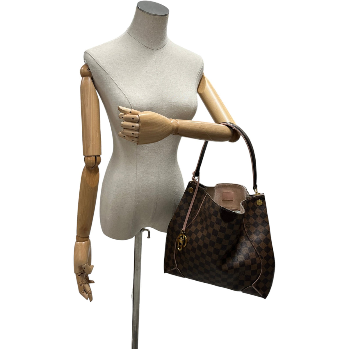 Women's Damier Ebene Caissa Hobo Handbag Brown - Photo 2