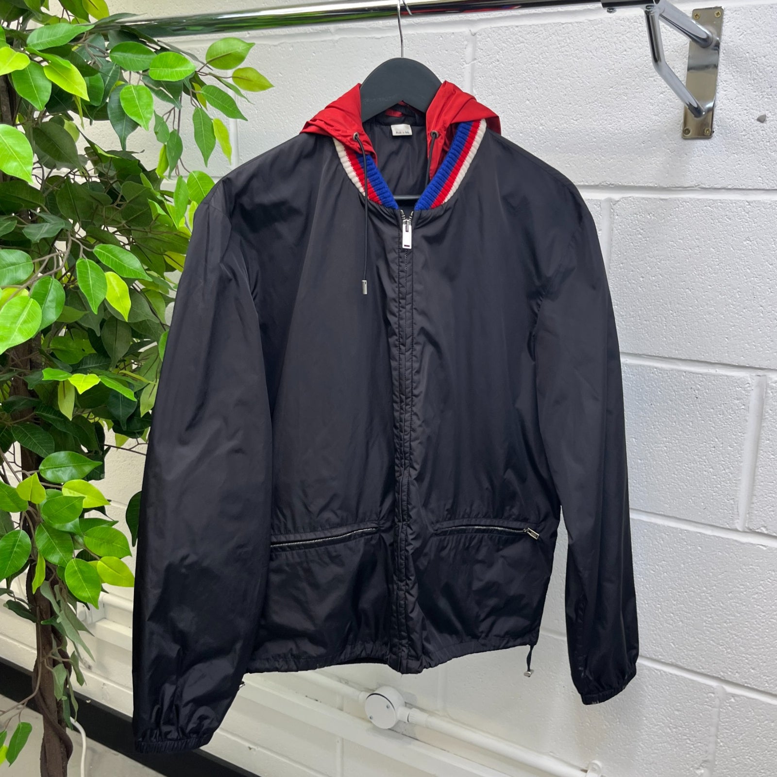 Men's Gg Zip Up Logo Print Windbreaker Black Size IT 48 / M - Photo 12