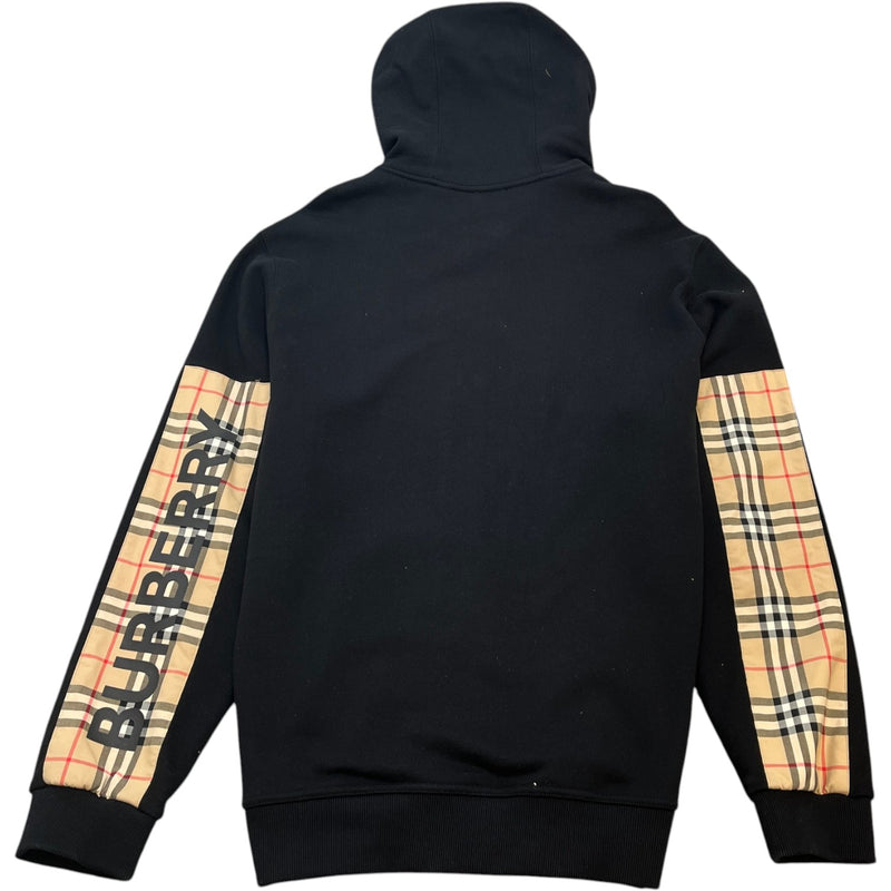 Men's Checkered Sleeve Hoodie Black Size XL