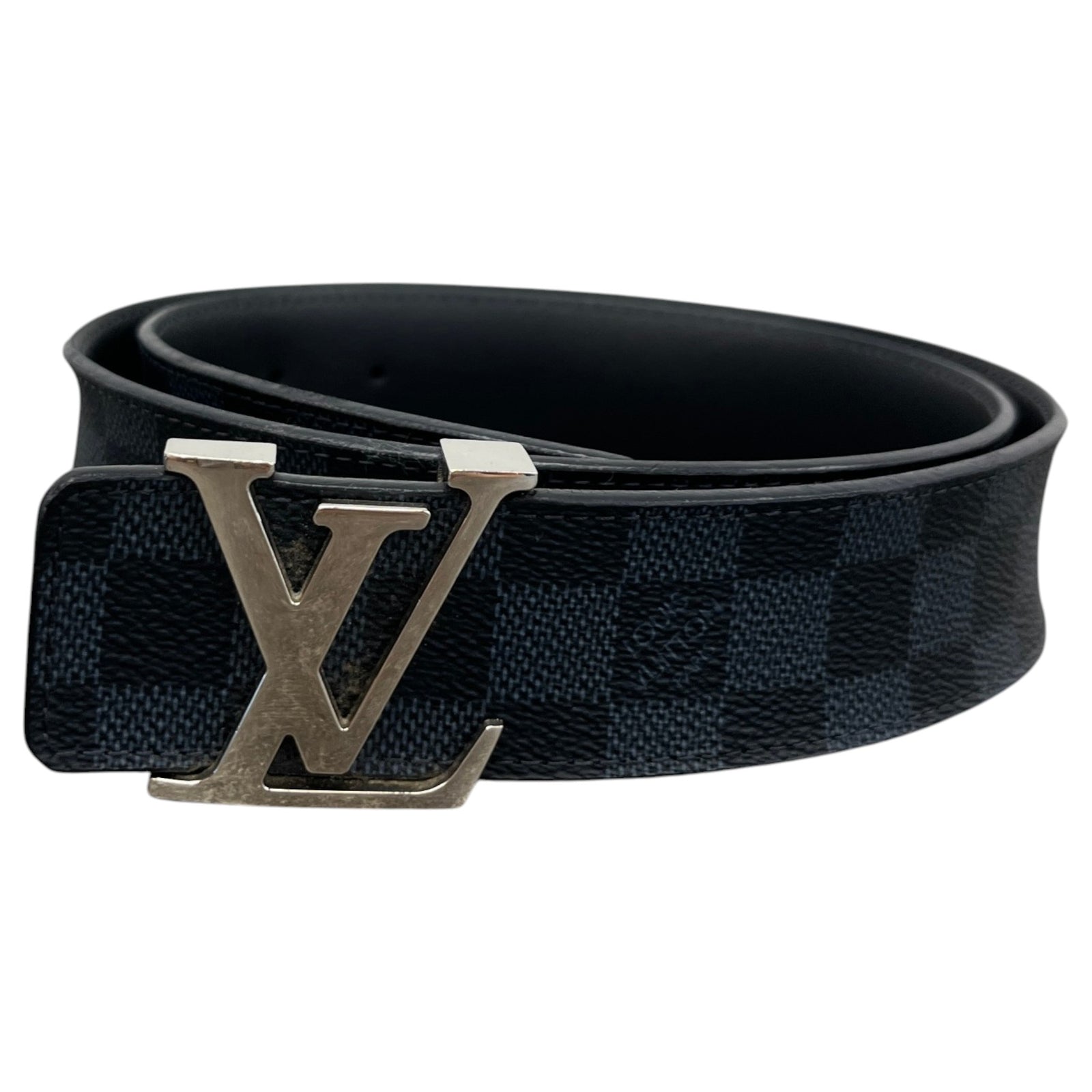 Men's LV Initials Damier Colbalt Belt Charcoal Size 30" - Photo 1