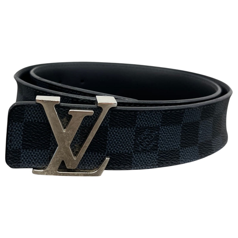 Men's LV Initials Damier Colbalt Belt Charcoal Size 30"