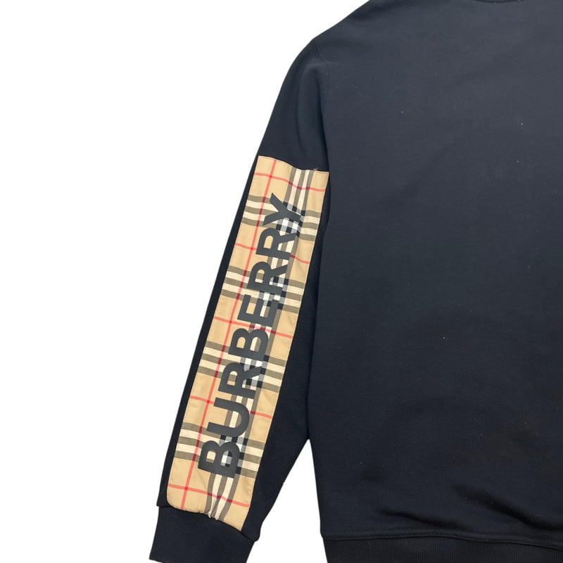 Men's Checkered Sleeve Hoodie Black Size XL