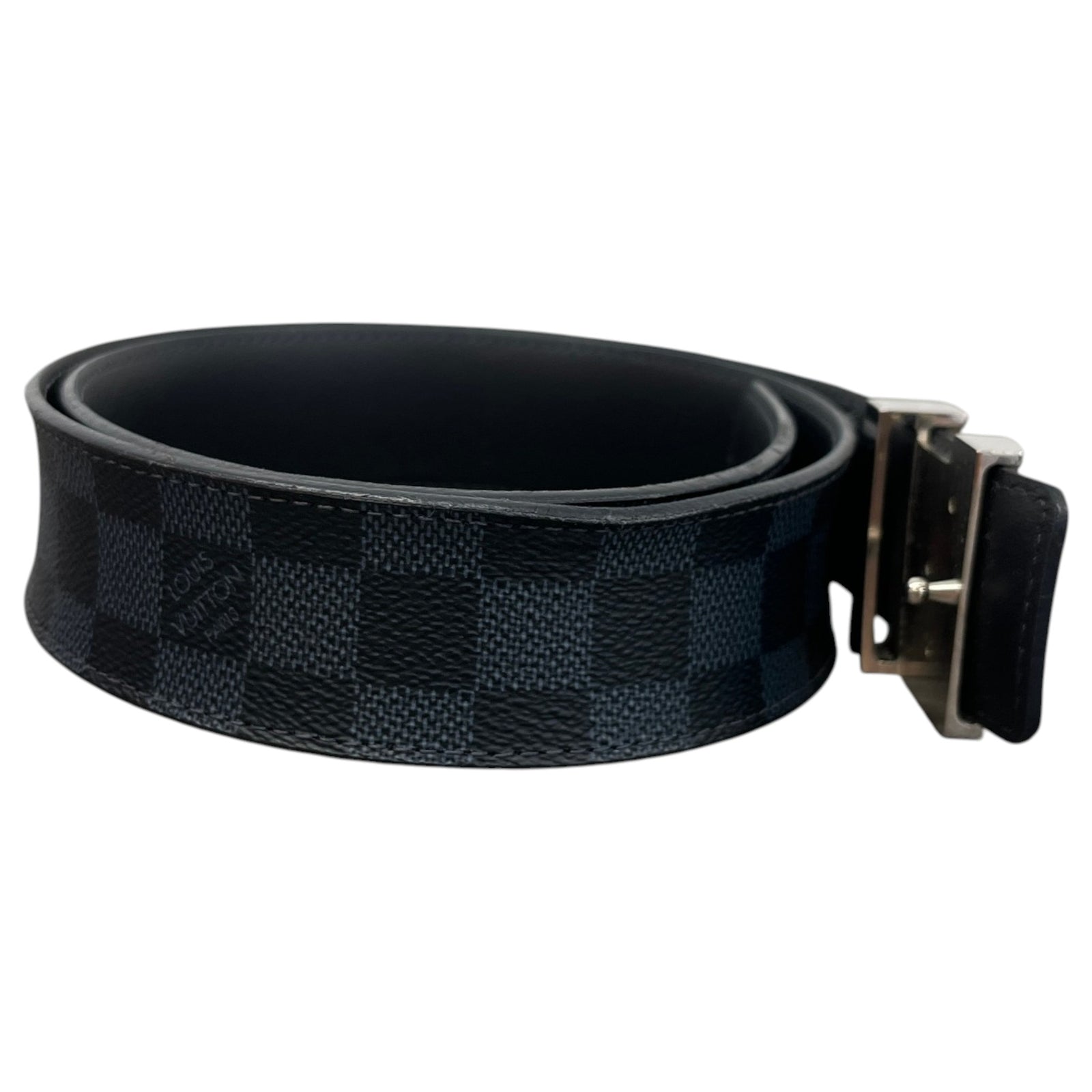 Men's LV Initials Damier Colbalt Belt Charcoal Size 30" - Photo 3