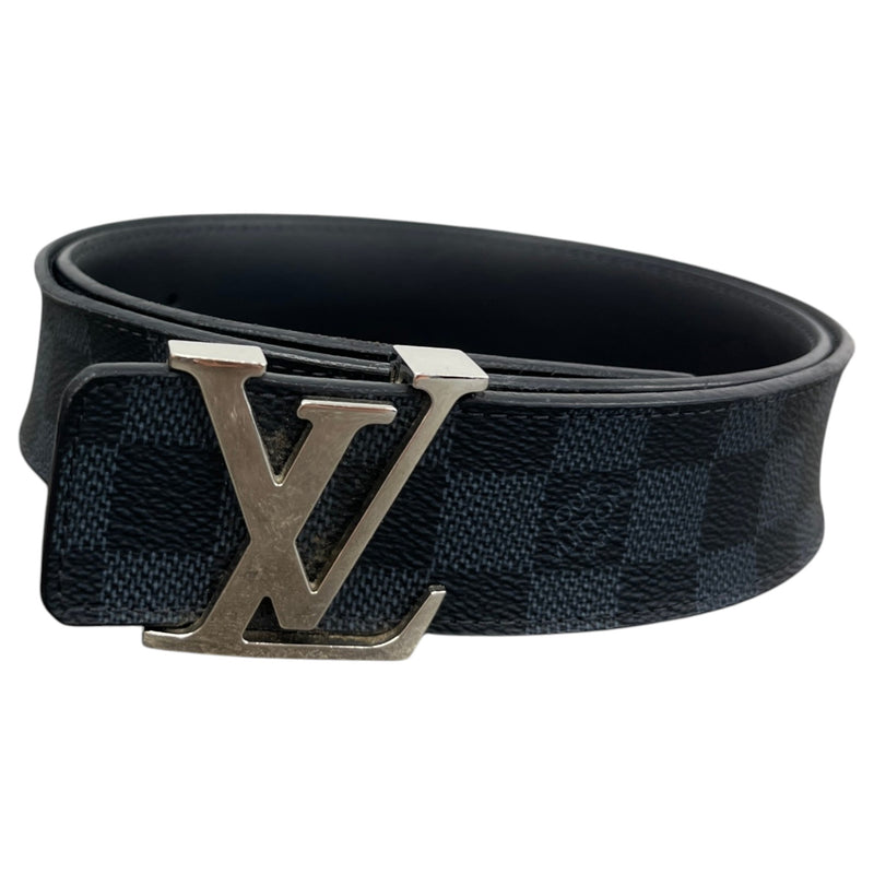 Men's LV Initials Damier Colbalt Belt Charcoal Size 30"