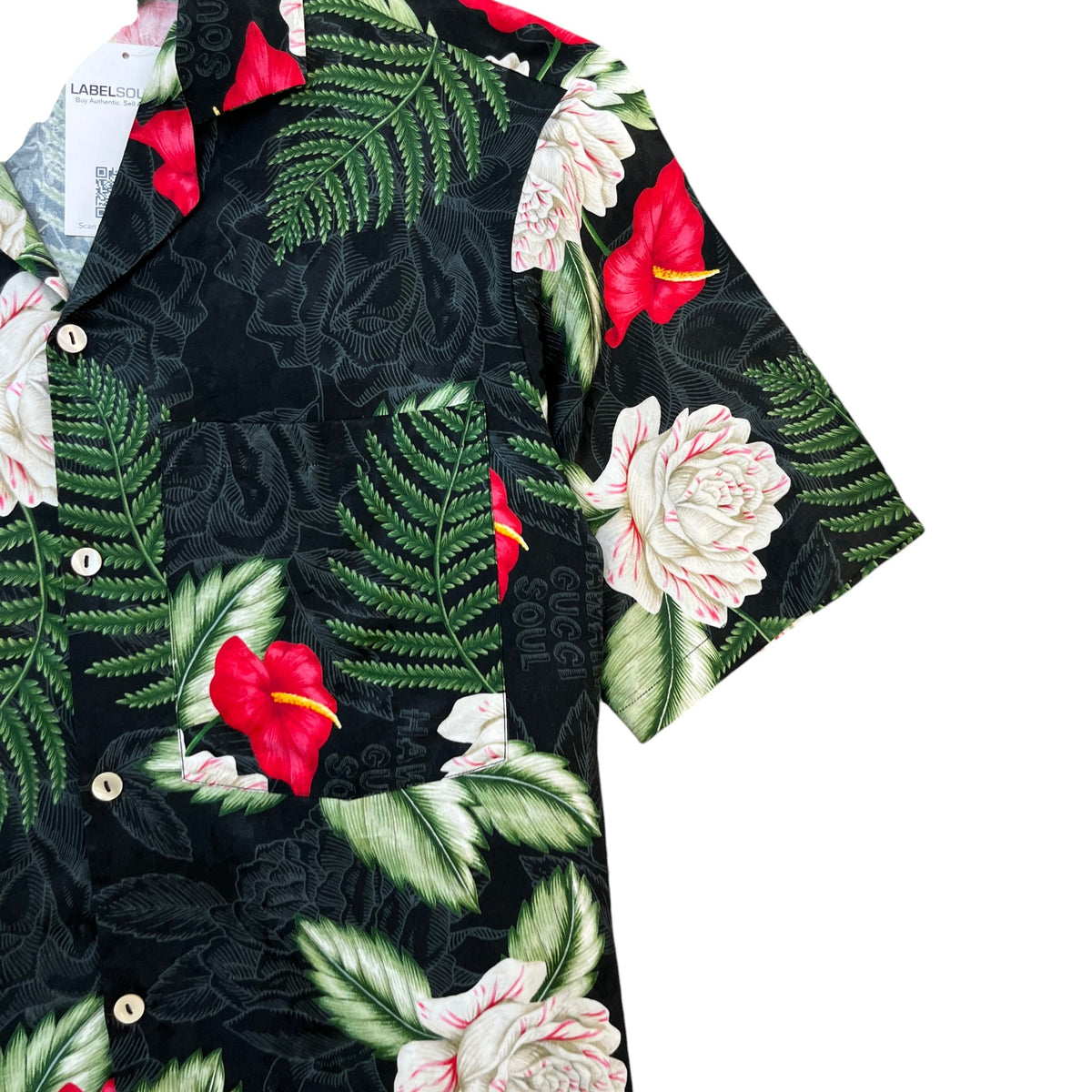Men's Hawaiian Print Short Sleeve Shirt Black Size XXL - Photo 5
