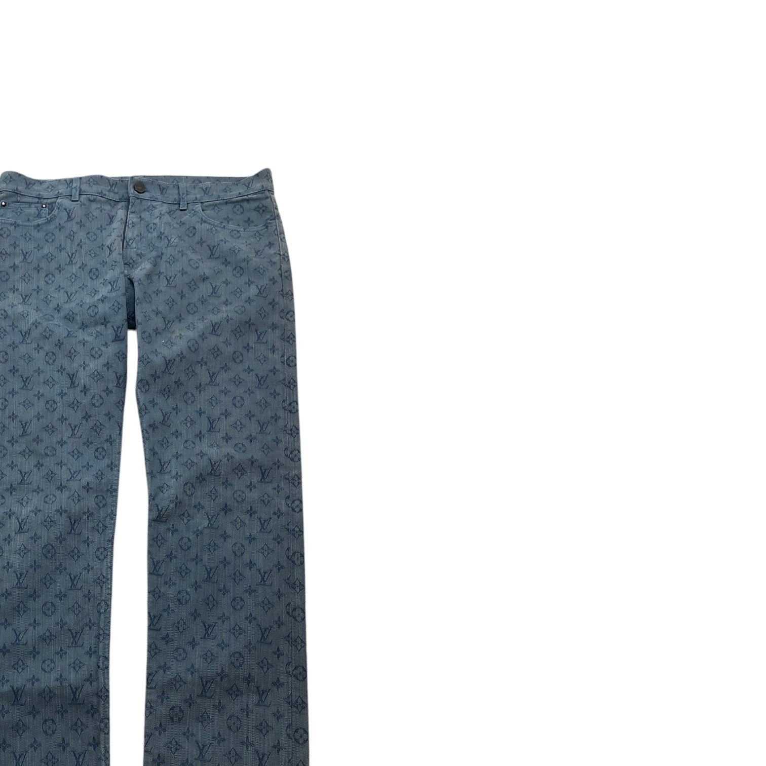 Men's X Virgil Abloh Monogram Slim Jeans Blue Size Waist 32" - Photo 3