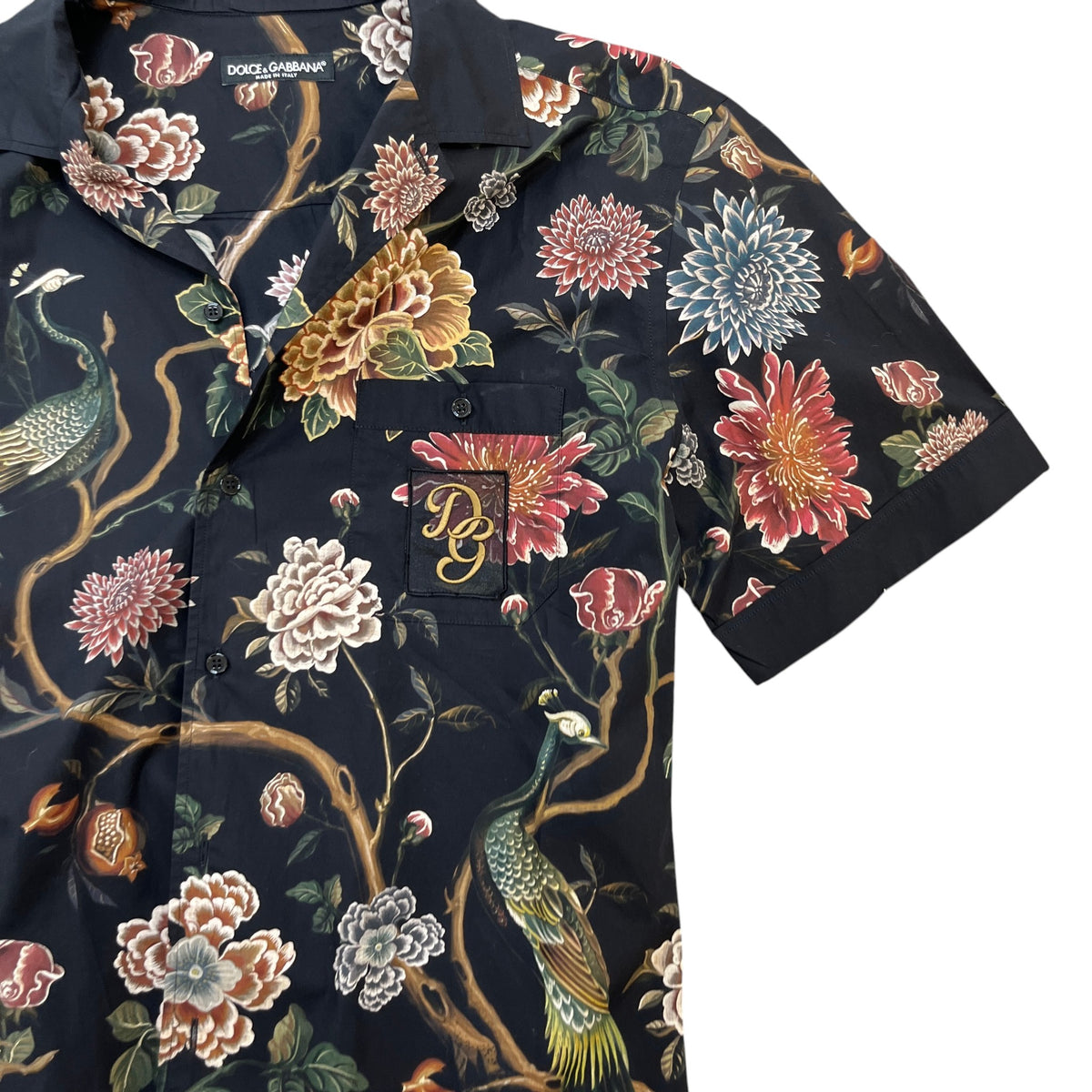 Men's Tropical Print Short Sleeve Shirt Black Size M - Photo 5