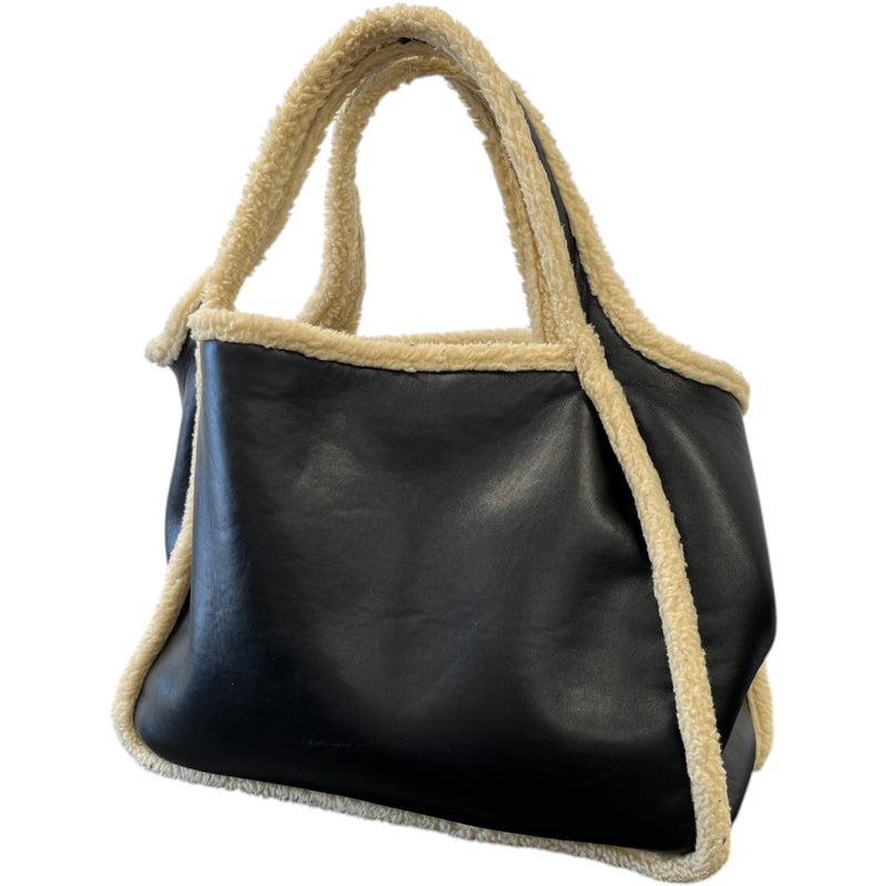 Women's Eco Logo Faux Shearling-Trimmed Bag Black