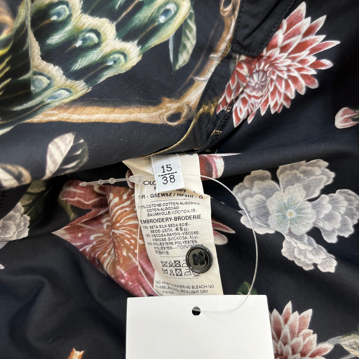 Men's Tropical Print Short Sleeve Shirt Black Size M - Photo 6