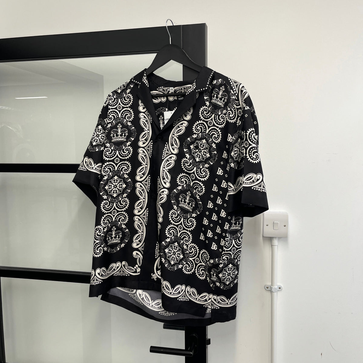 Men's Bandana Print Short Sleeve Shirt Black Size M - Photo 8
