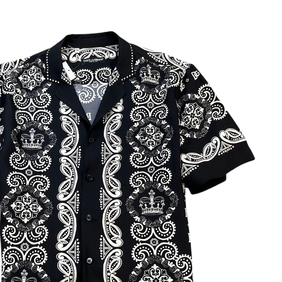 Men's Bandana Print Short Sleeve Shirt Black Size M - Photo 3