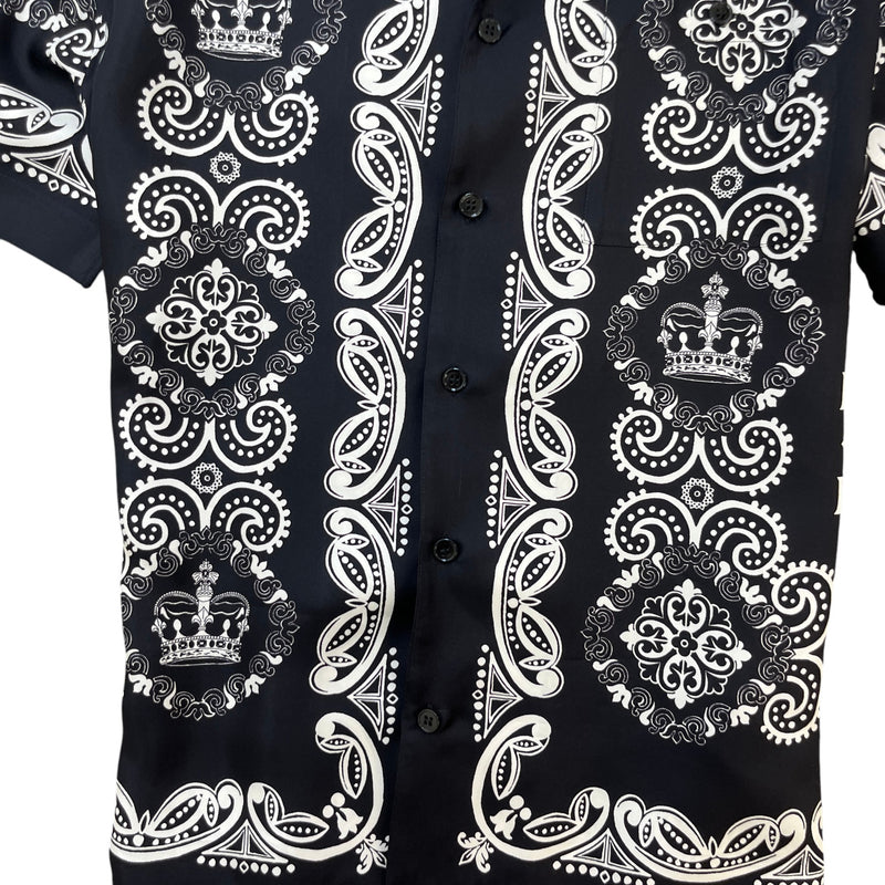 Men's Bandana Print Short Sleeve Shirt Black Size M
