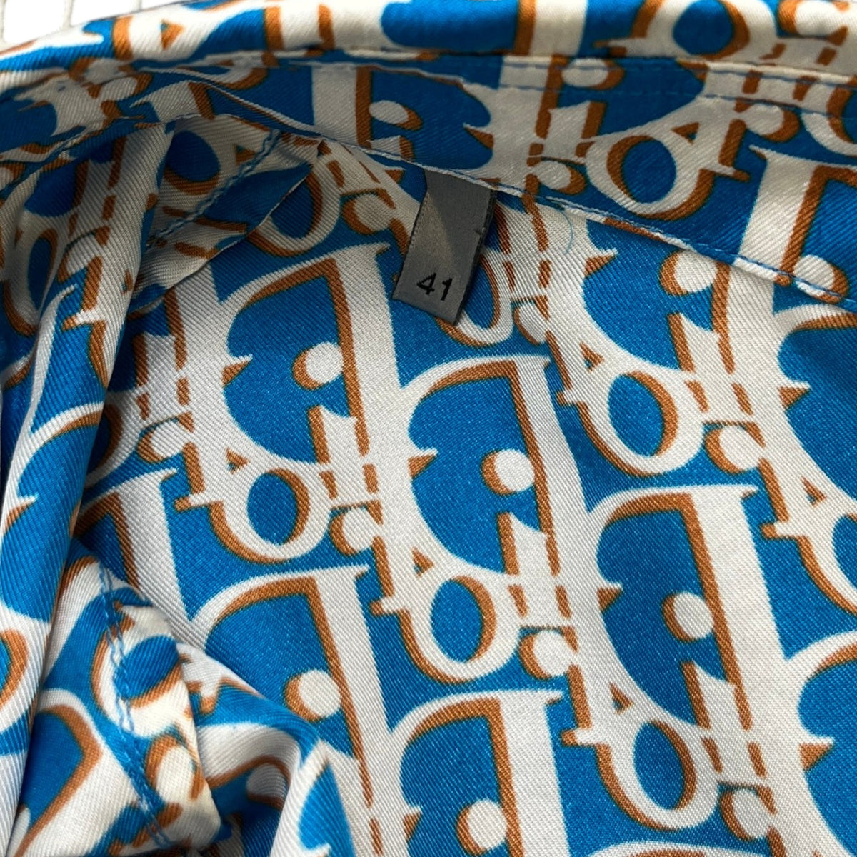 Men's Oblique Short Sleeve Shirt Blue Size L - Photo 6