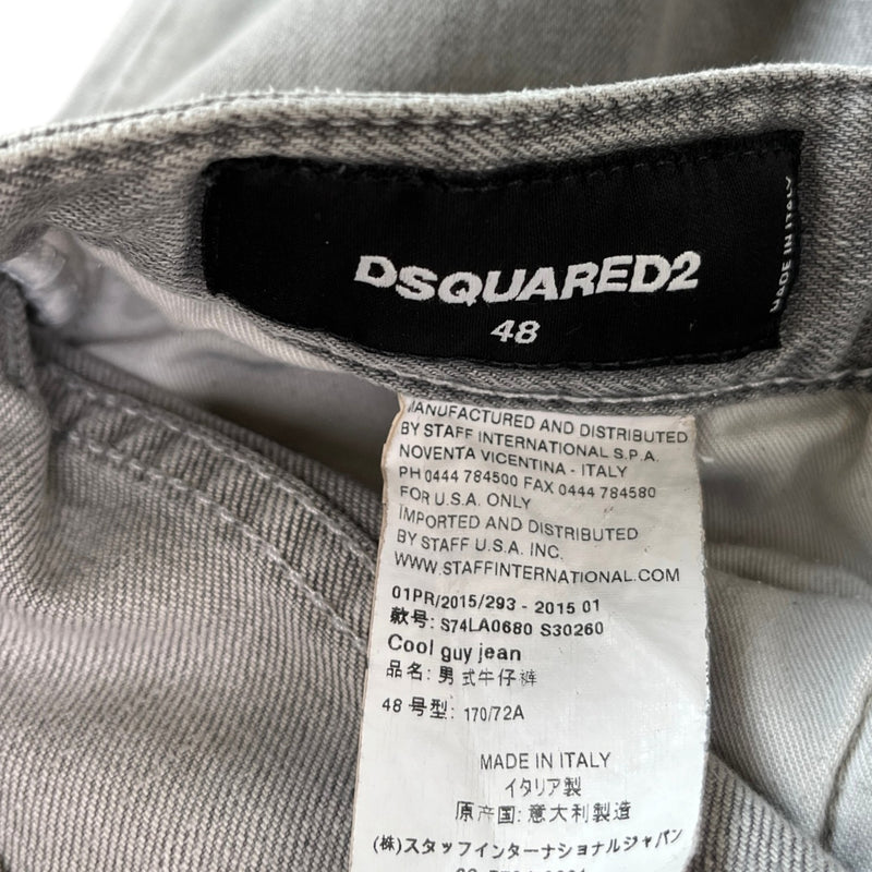 Men's Distressed Washed Jeans Grey Size M / W32