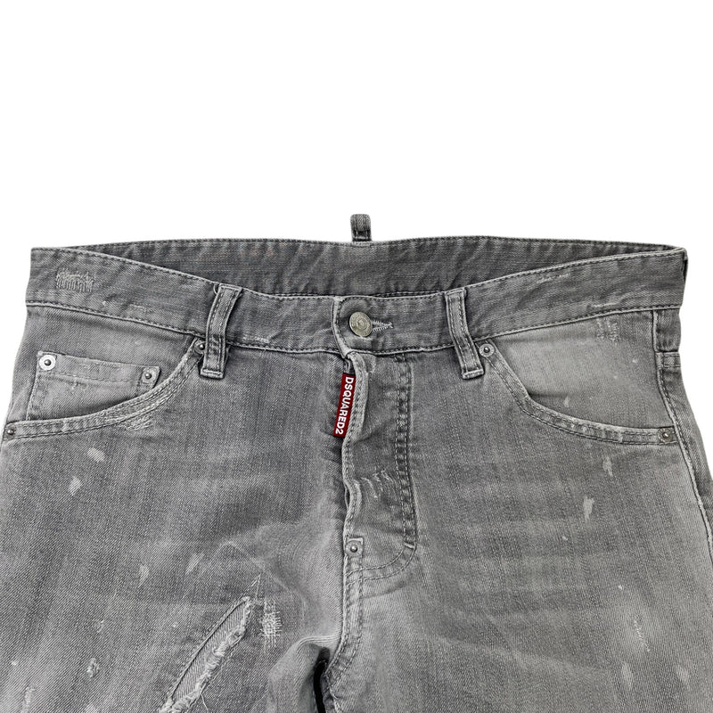 Men's Distressed Washed Jeans Grey Size M / W32