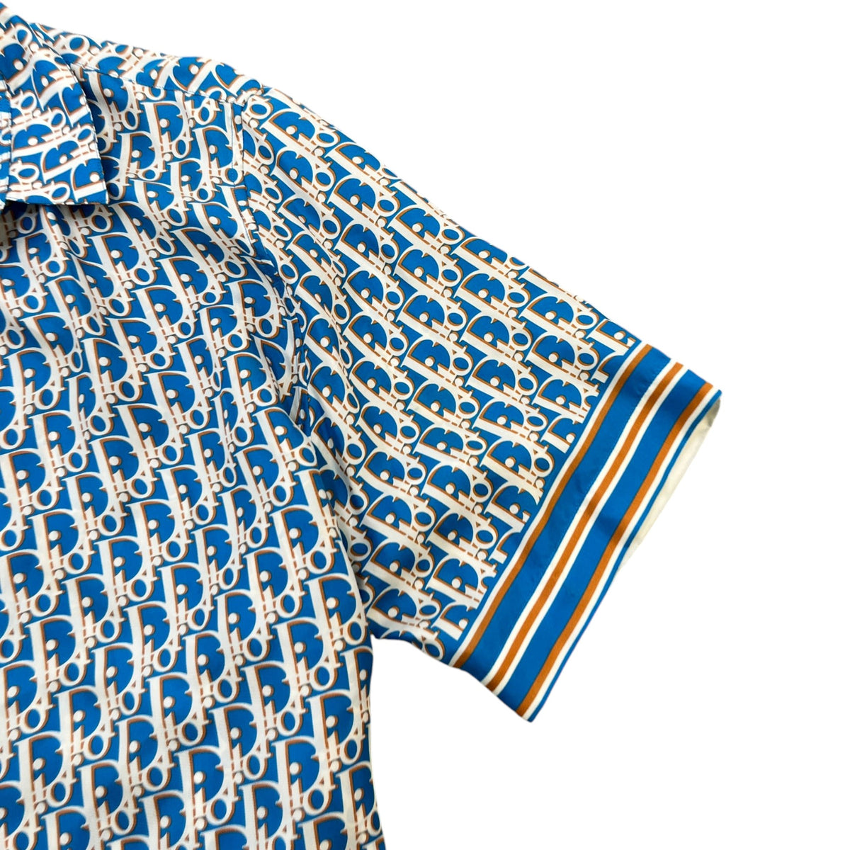 Men's Oblique Short Sleeve Shirt Blue Size L - Photo 5
