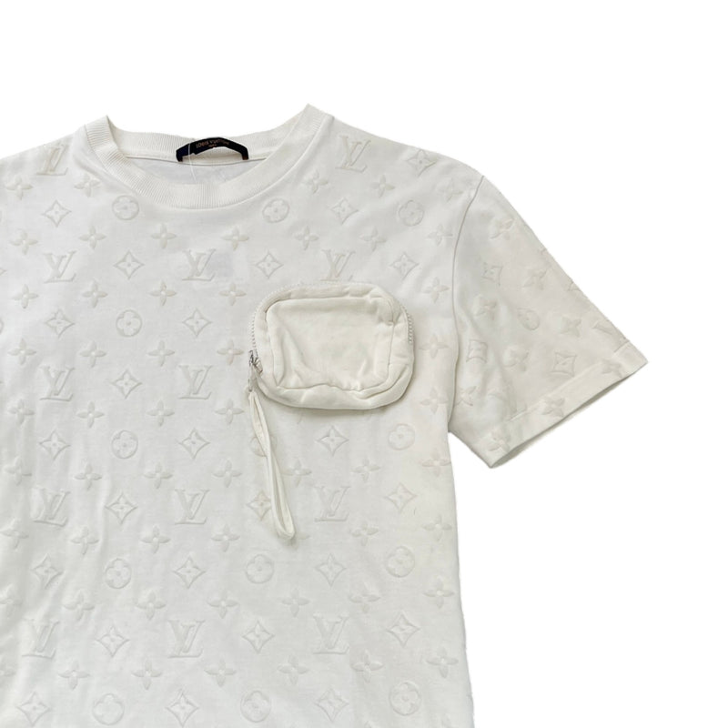 Men's Monogram Jacquard 3D Pocket T-Shirt Cream Size M