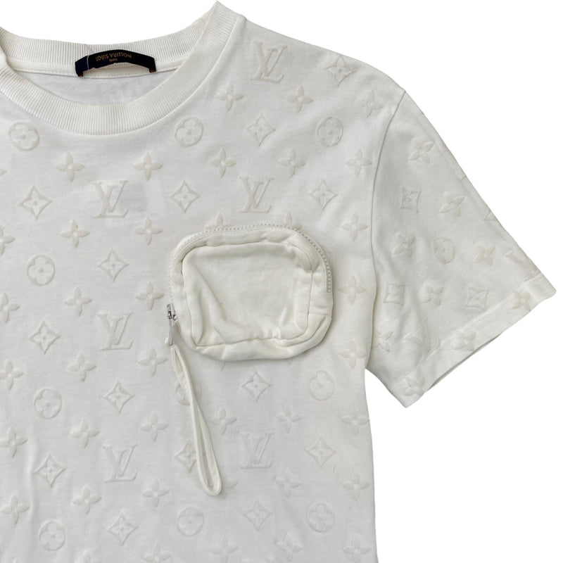 Men's Monogram Jacquard 3D Pocket T-Shirt Cream Size M