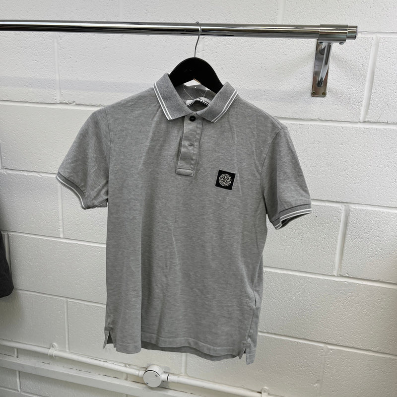 Men's Logo Patch Polo Shirt Grey Size M