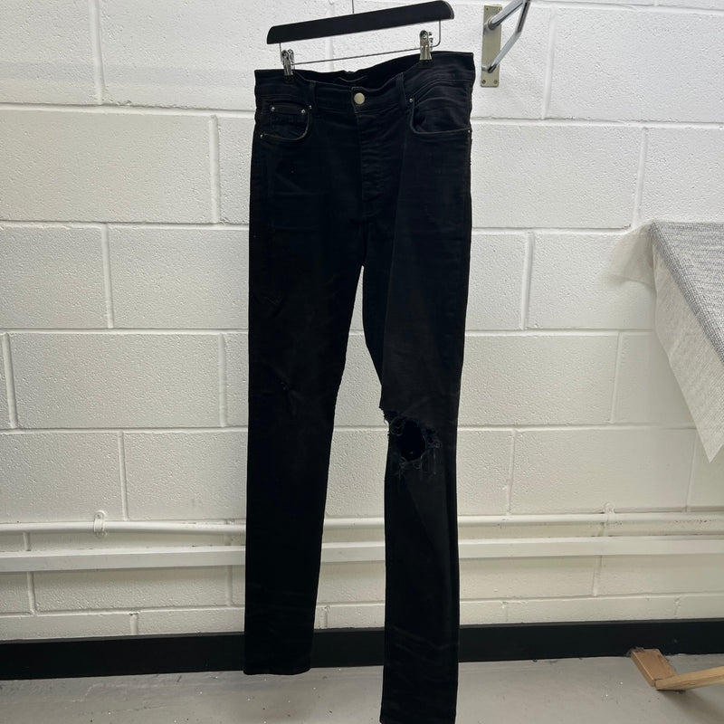 Men's Distressed Jeans Black Size Waist 32"