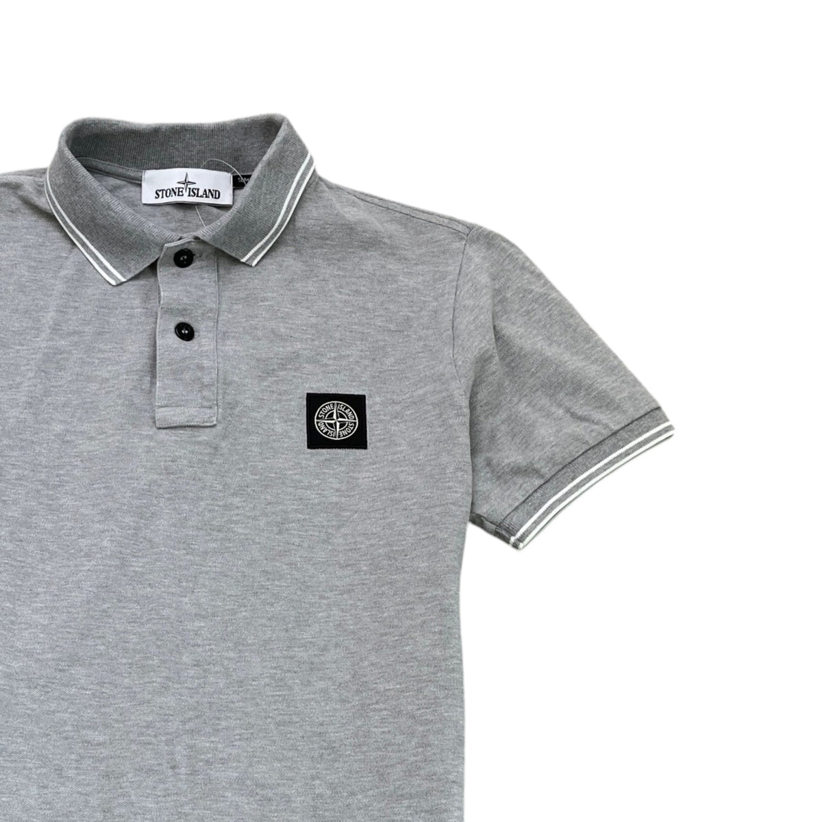 Men's Logo Patch Polo Shirt Grey Size M - Photo 3
