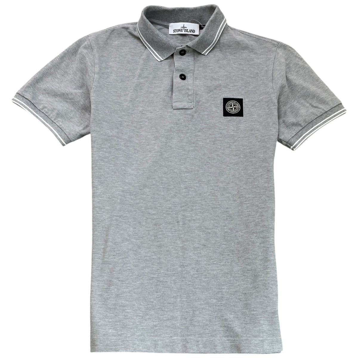 Men's Logo Patch Polo Shirt Grey Size M - Photo 1
